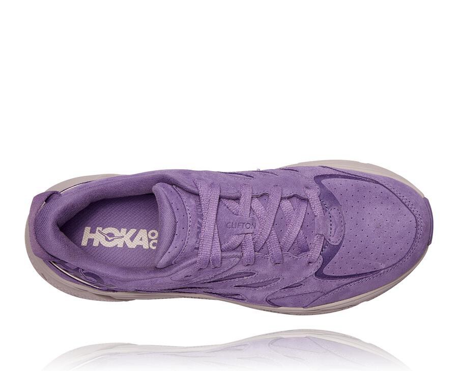 Hoka One One Mens Walking Shoes - Clifton L Suede - Purple - FDRJ63940